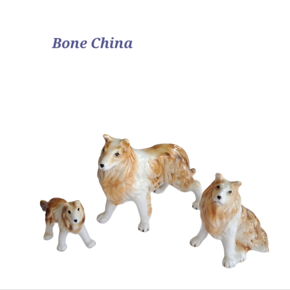 Vintage Bone China Collie set